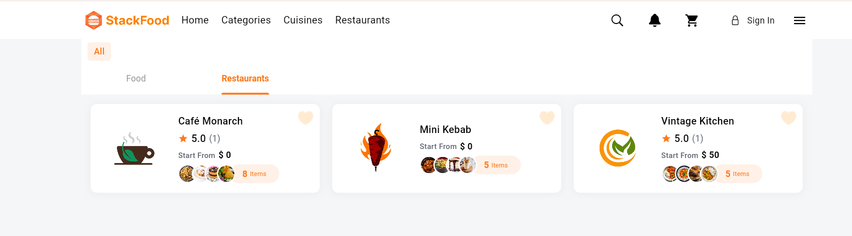 StackFood Platform Demo 3