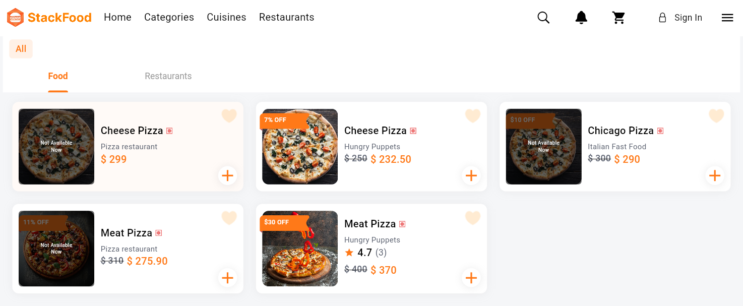StackFood Platform Demo 4